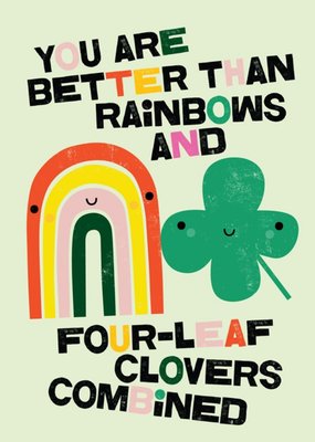 Kate Smith Rainbow Clover Good Luck Card