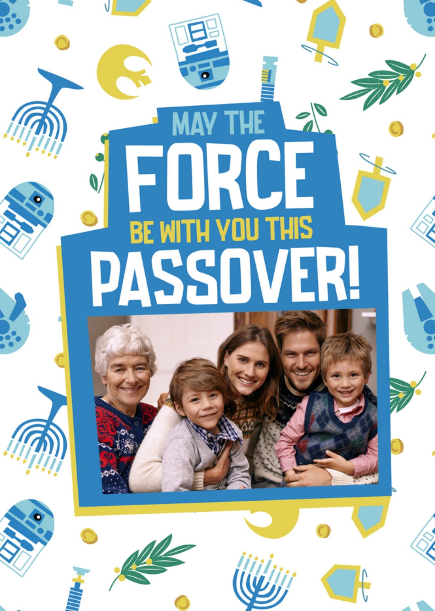 Disney Star Wars May The Force Be With You This Passover Photo Upload Passover Card, Large