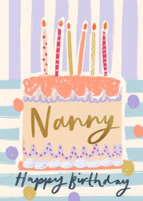 Nanny Birthday Card with Cake Illustration