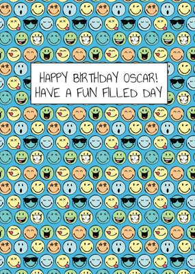 Smiley World Stickers Pattern Birthday Card