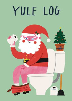 Humorous Yule Log Christmas Card