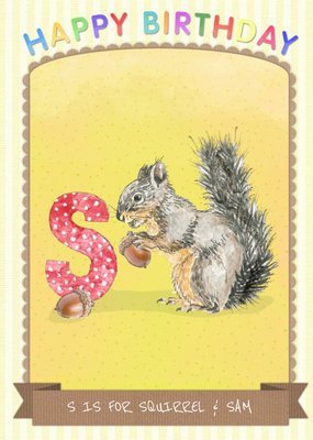 Alphabet Animal Antics S Is For Personalised Happy Birthday Card For Kids