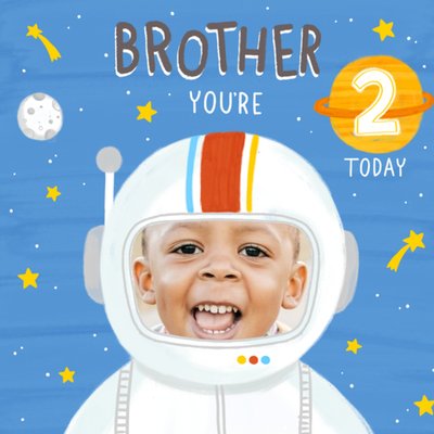 Cute Brother Space Photo Upload 2 Today Birthday Card