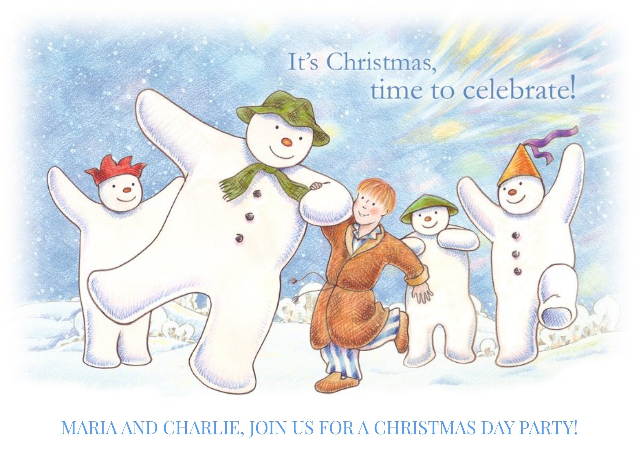 The Snowman Christmas Party Invitation Landscape Card