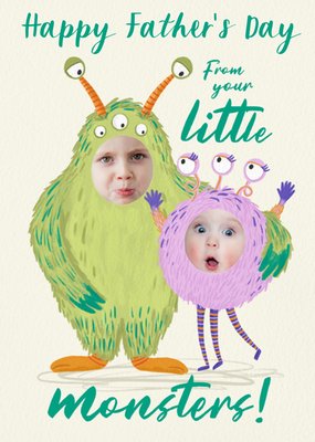Trading Faces Happy Father's Day From Your Little Monsters Photo Upload Card