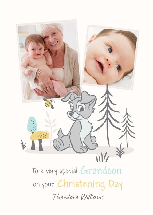 Disney Lady And The Tramp Special Grandson Photo Upload Christening Card