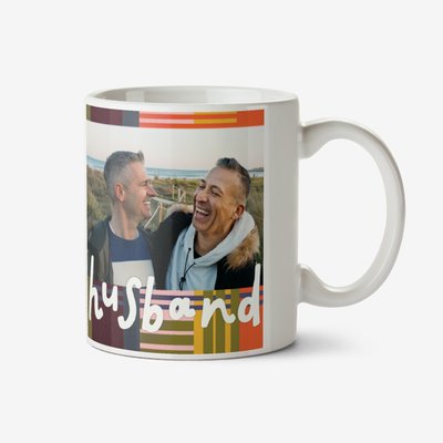 Line Pattern Husband Photo Upload Mug