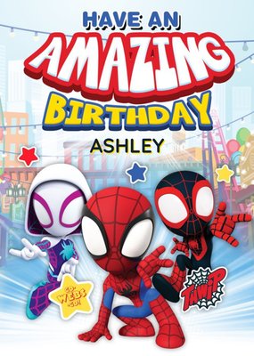 Spider Man And Amazing Friends Amazing Birthday Card