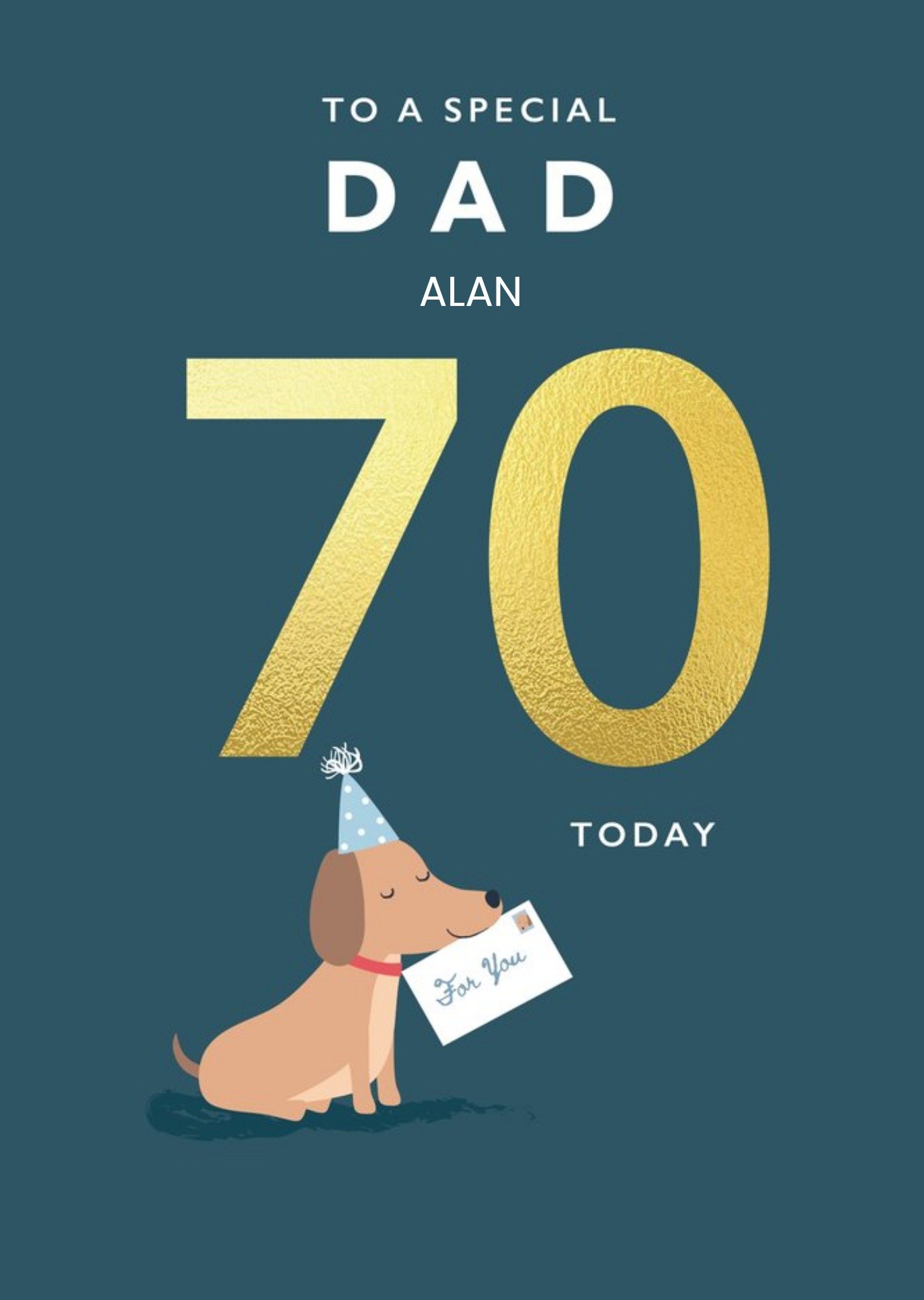 Moonpig Klara Hawkins Cute Sausage Dog Special Dad 70th Birthday Card