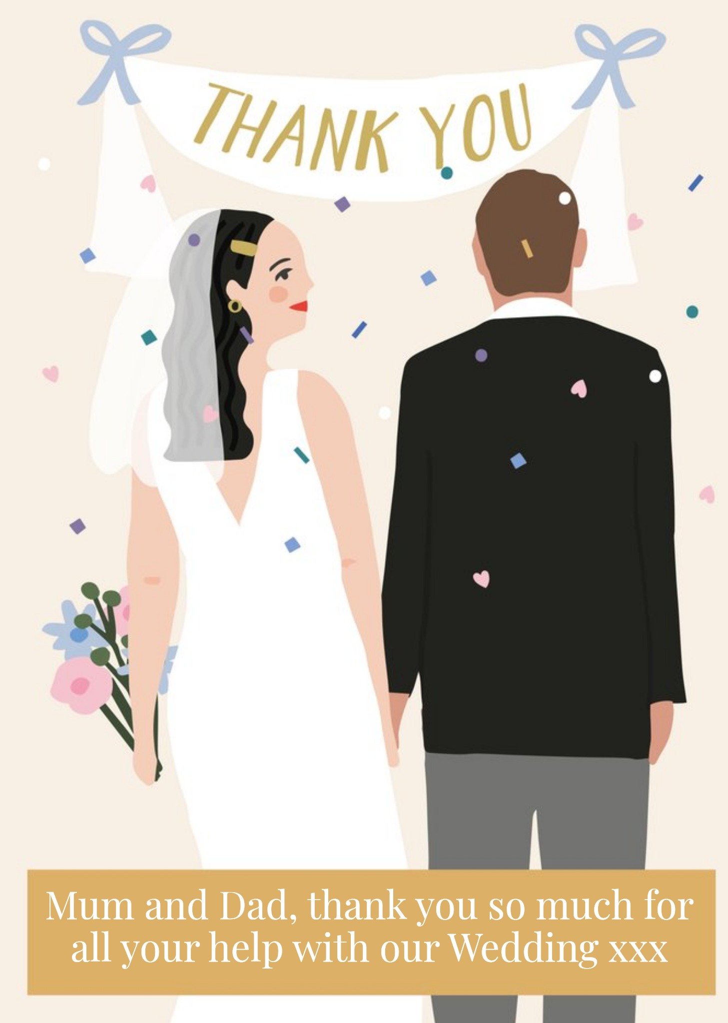 Moonpig Illustration Of Newlyweds Wedding Day Thank You Card