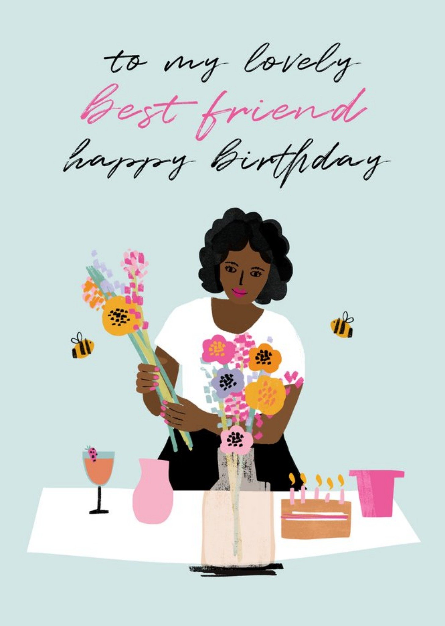 Moonpig Illustrated To My Lovely Best Friend Happy Birthday Card