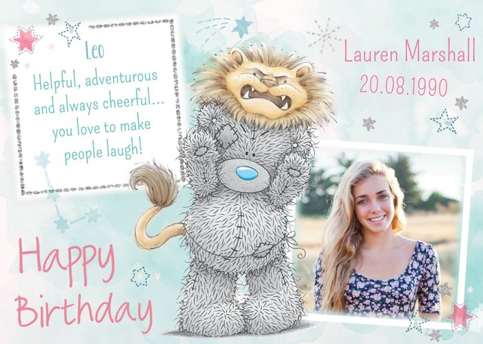 Me To You Tatty Teddy Leo Zodiac Birthday Photo Card