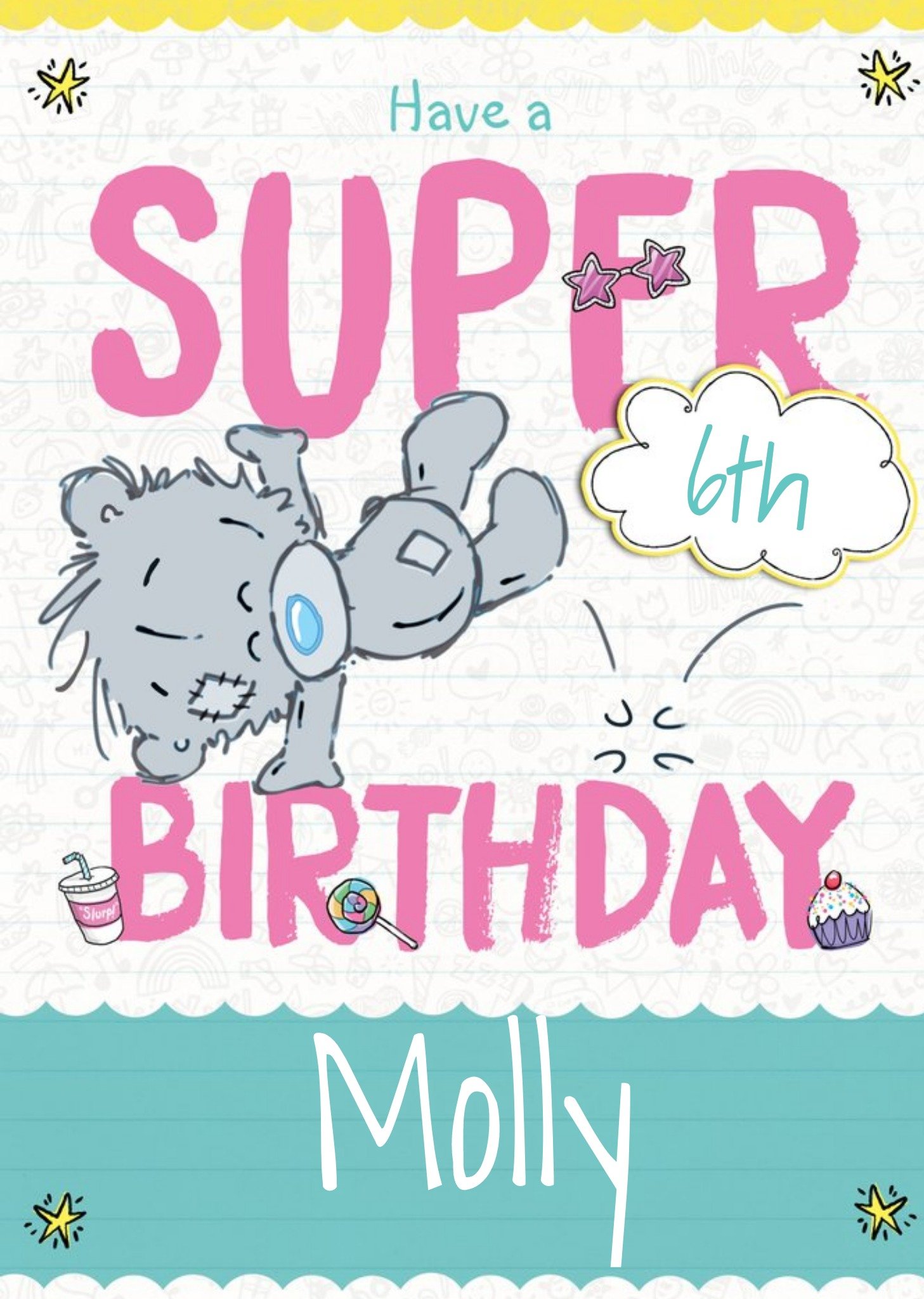 Me To You Dinky 6th Birthday Personalised Card