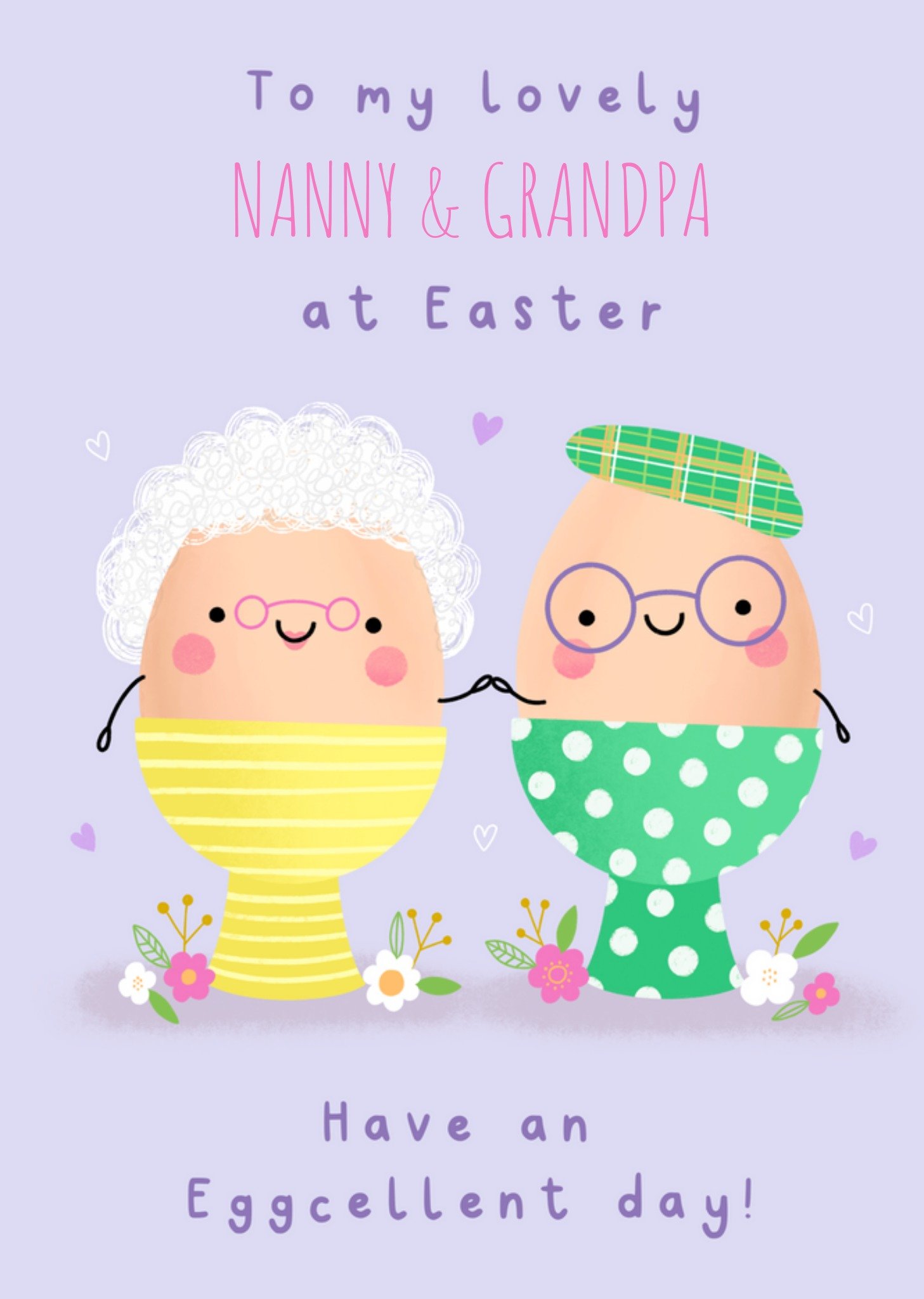 Moonpig Jess Moorhouse Nanny And Grandad Have An Eggcellent Day Illustrated Easter Card, Large