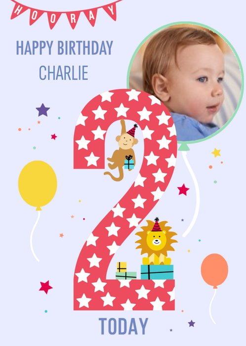 Apollo Paperlink 2nd Birthday Cute Kids Two Illustrations Card