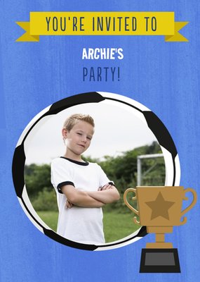 Photo Upload Editable Football Party Invitation Card