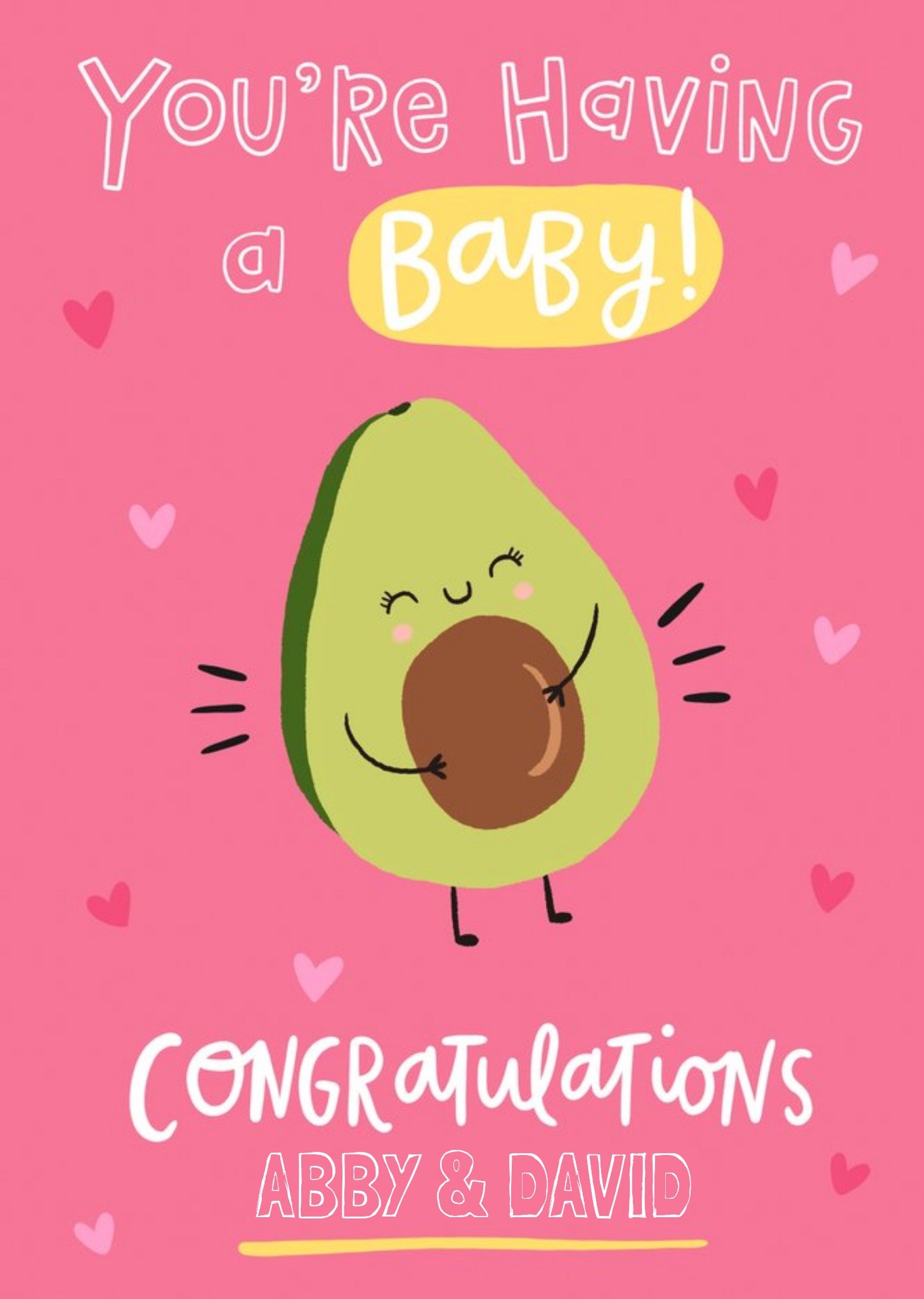 Moonpig Bright Fun Illustration Of An Avocado You're Having A Baby Congratulations Card