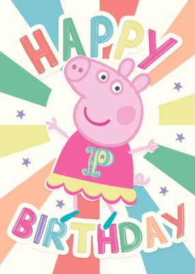 Happy Birthday Peppa Pig Typographic Illustrated Card