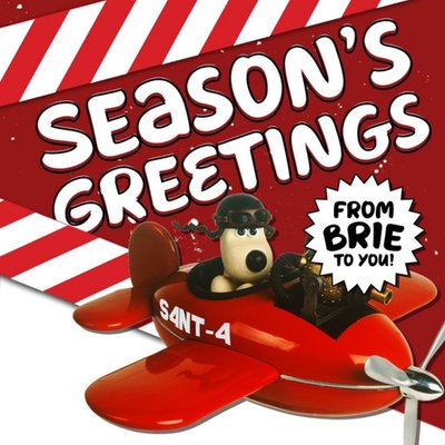 Wallace and Gromit Seasons Greetings From Brie to You Christmas Card