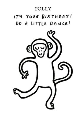 Pigment Simple Illustrated Monkey Typographic Customisable Birthday Card