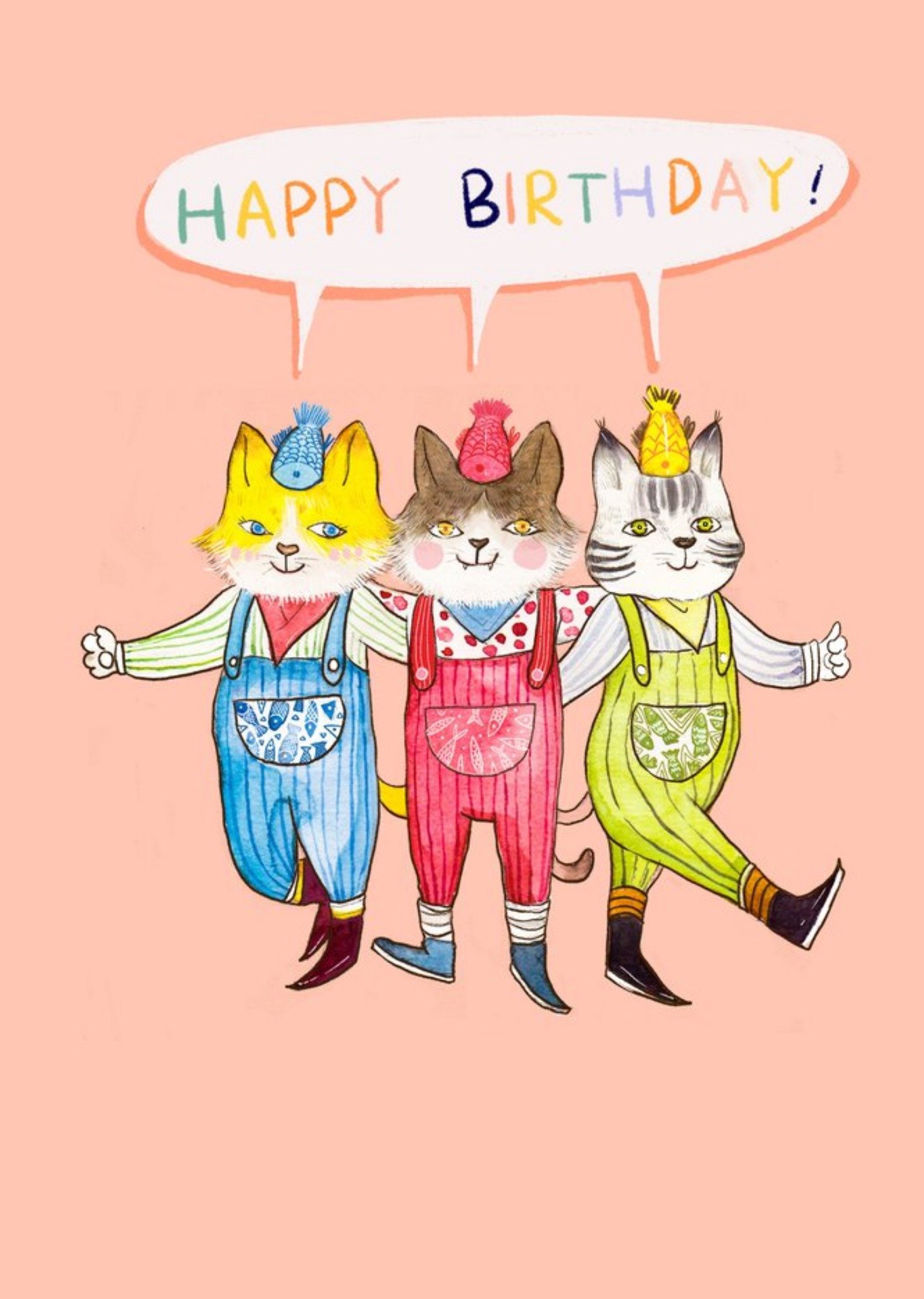 Moonpig Illustrated Cute Cat Birthday Card