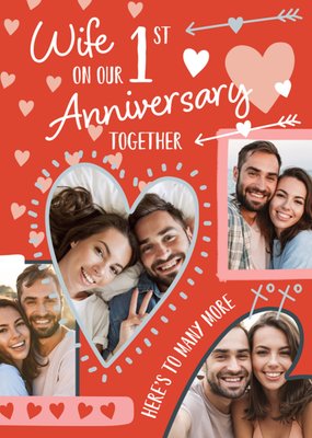 Wife 1st Anniversary Together Photo Upload Card
