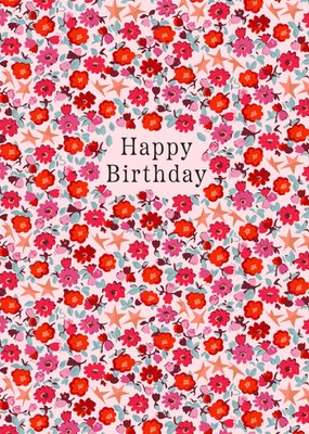 Happy Birthday Floral & Star Illustrated Cath Kidston Card