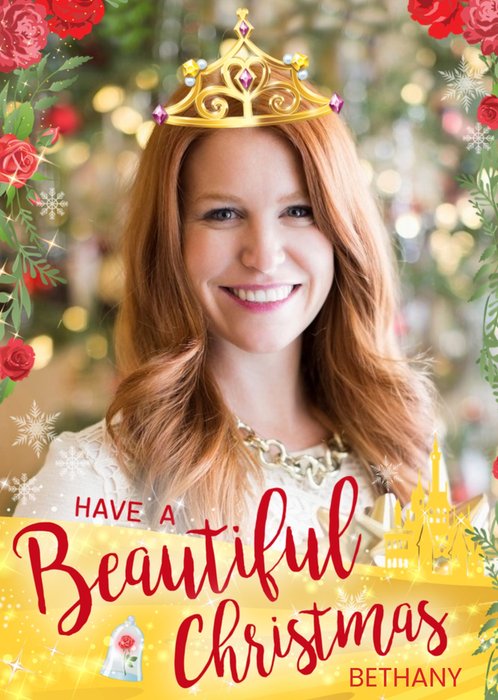 Disney Princess Beauty And The Beast Photo Upload Christmas Card