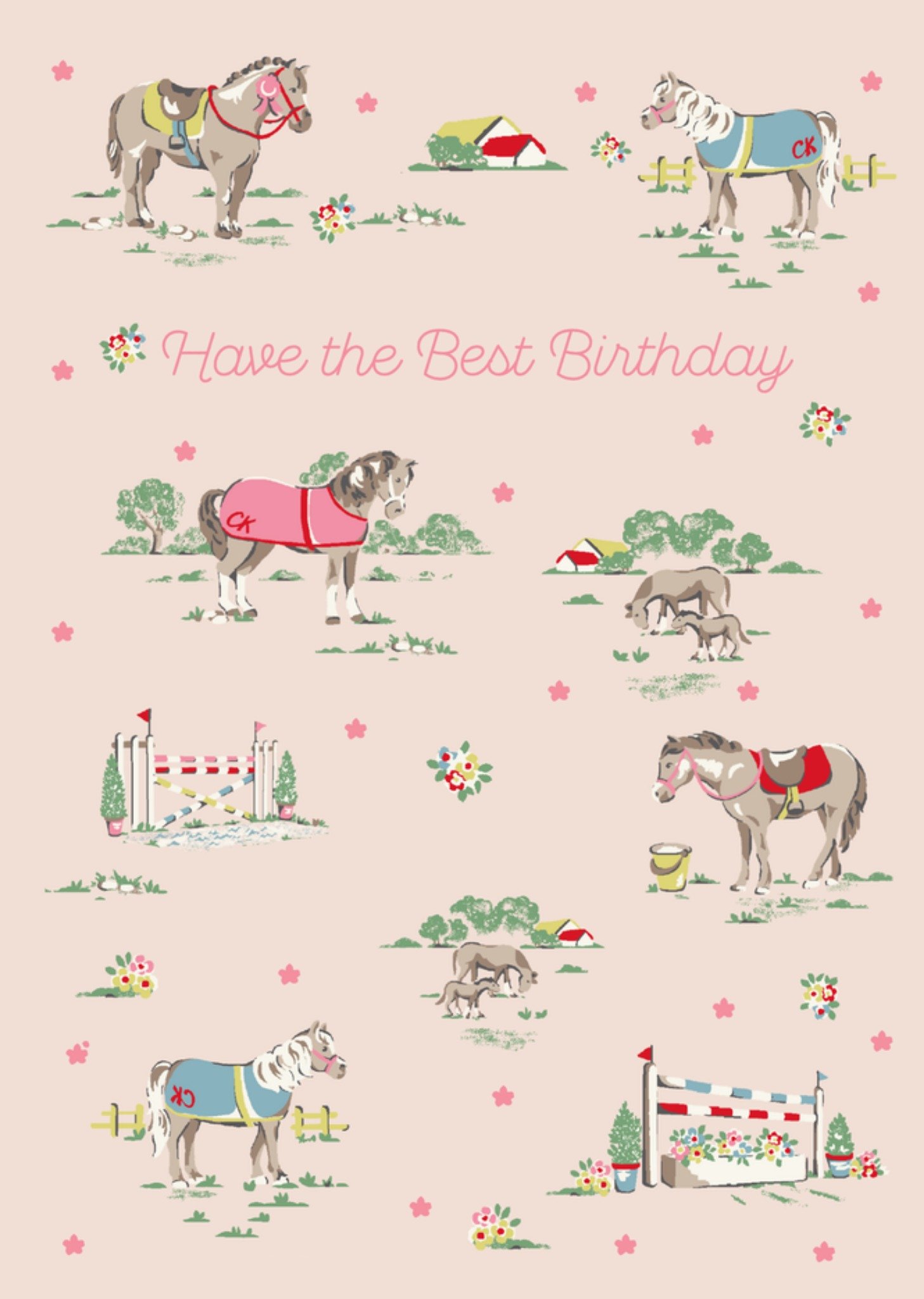 Horses Illustrated Cath Kidston Birthday Card