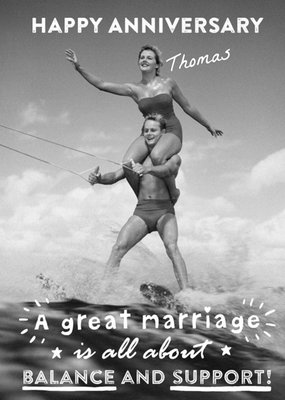 Marriage Is All About Balance And Support Personalised Anniversary Card