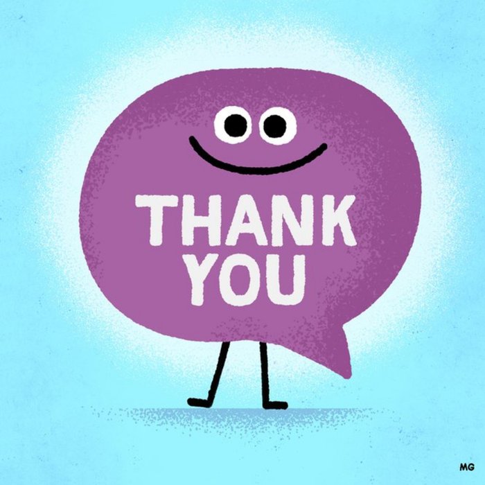 Cute Cartoon Thank You Speech Bubble Card