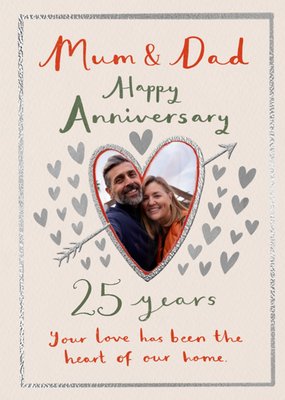 Mum And Dad 25 Years Happy Anniversary Photo Upload Card