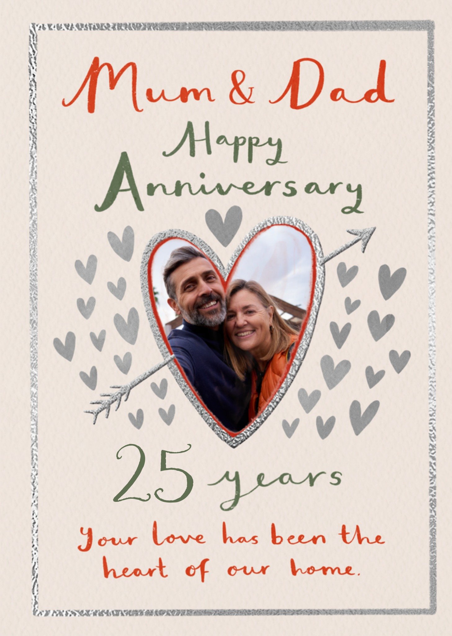 Moonpig Mum And Dad 25 Years Happy Anniversary Photo Upload Card