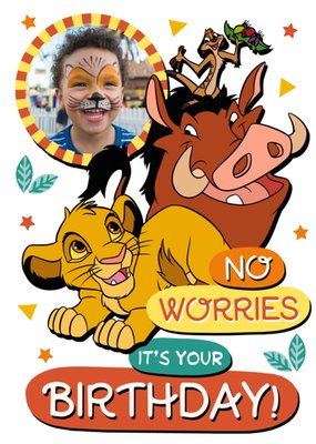 Disney The Lion King No Worries It’s Your Birthday Illustrated Photo Upload Card