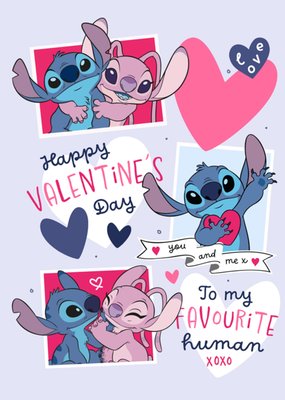 Favourite Human Disney Lilo And Stitch Illustrated Valentines Day Card