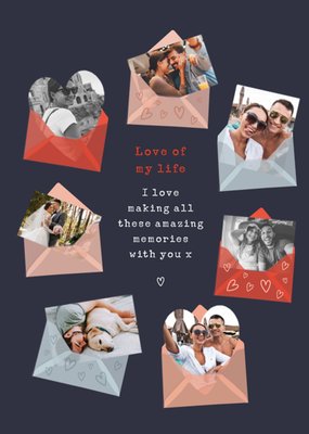 Love Of My Life Envelope Illustrated Photo Upload Valentine's Day Card