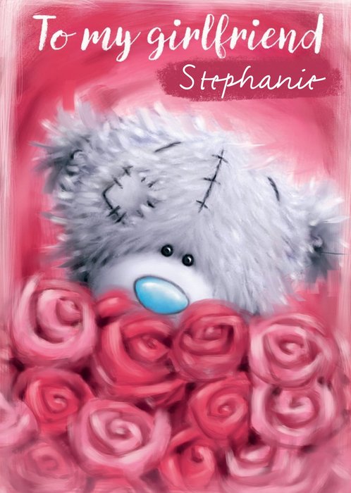 Me To You Tatty Teddy To My Girlfriend With Roses Valentine's Day Card