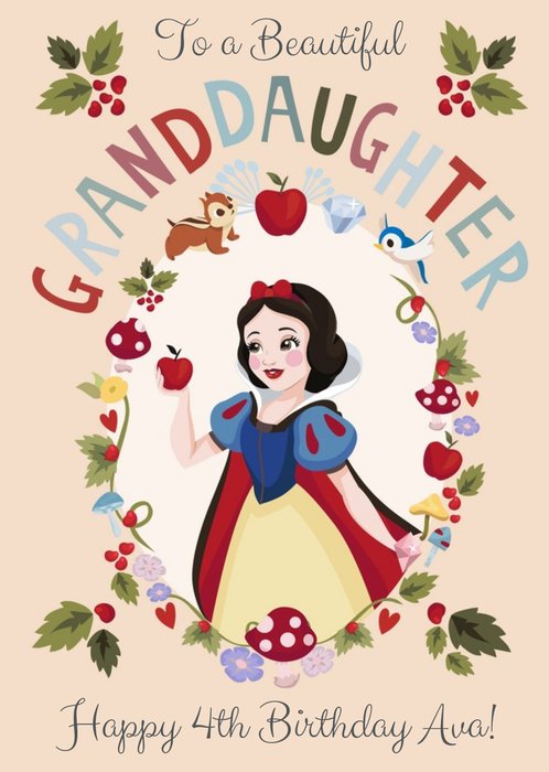 Disney Princess Snow White Personalised Granddaughter Card