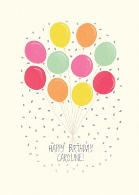 Bunch Of Colourful Balloons Personalised Birthday Card