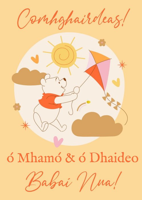 Winnie The Pooh Comhghairdeas New Grandparents Personalised Card