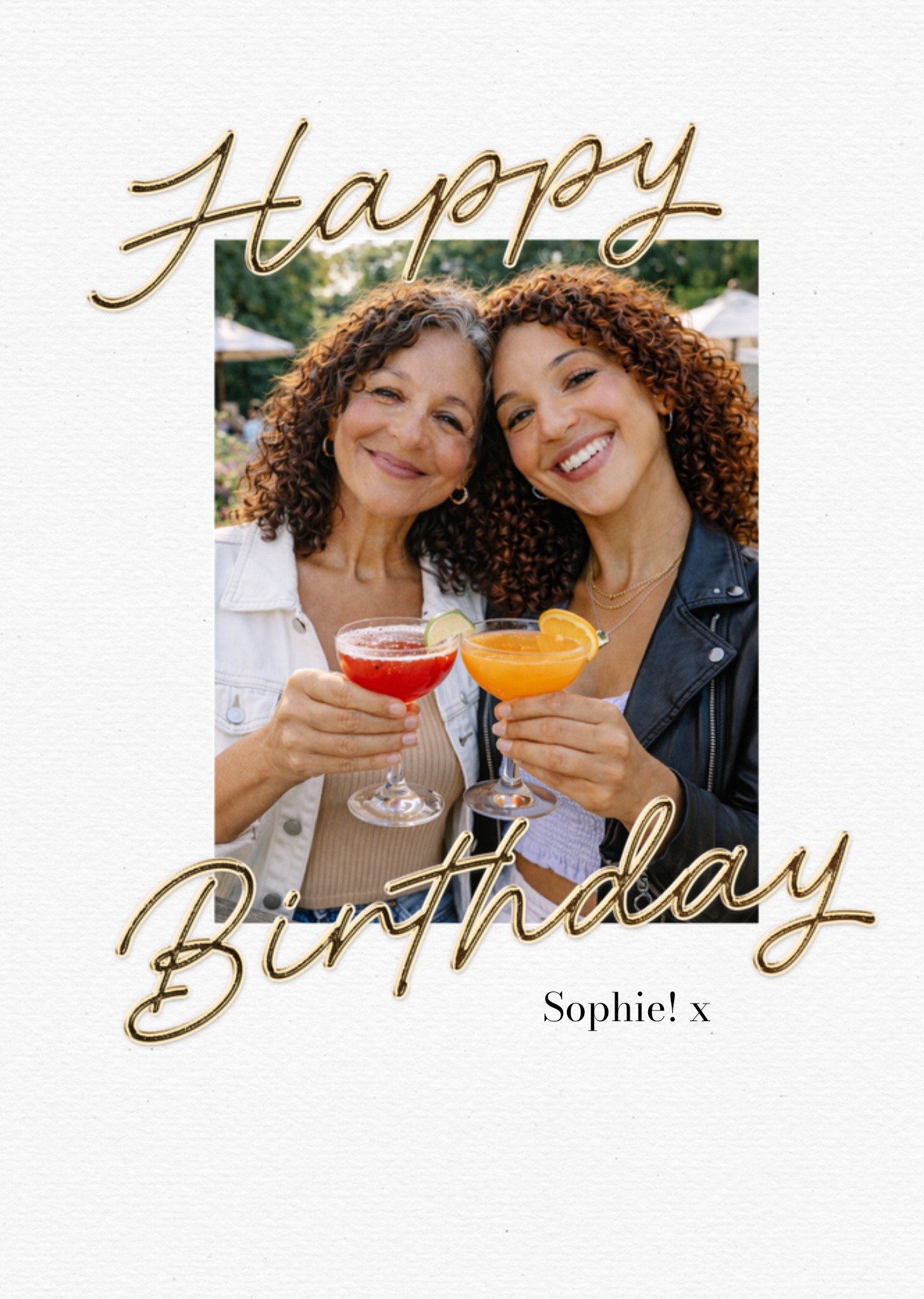 Moonpig Elegant Gold Typography Photo Upload Happy Birthday Card