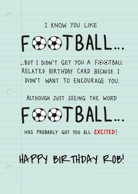 For Football Fans Personalised Birthday Card