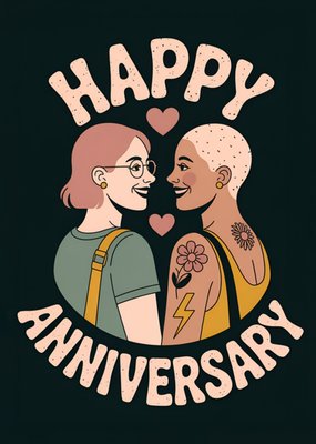Happy Anniversary Illustrated Anniversary Card