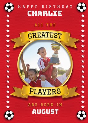 Football Legends Photo Upload Birthday Card