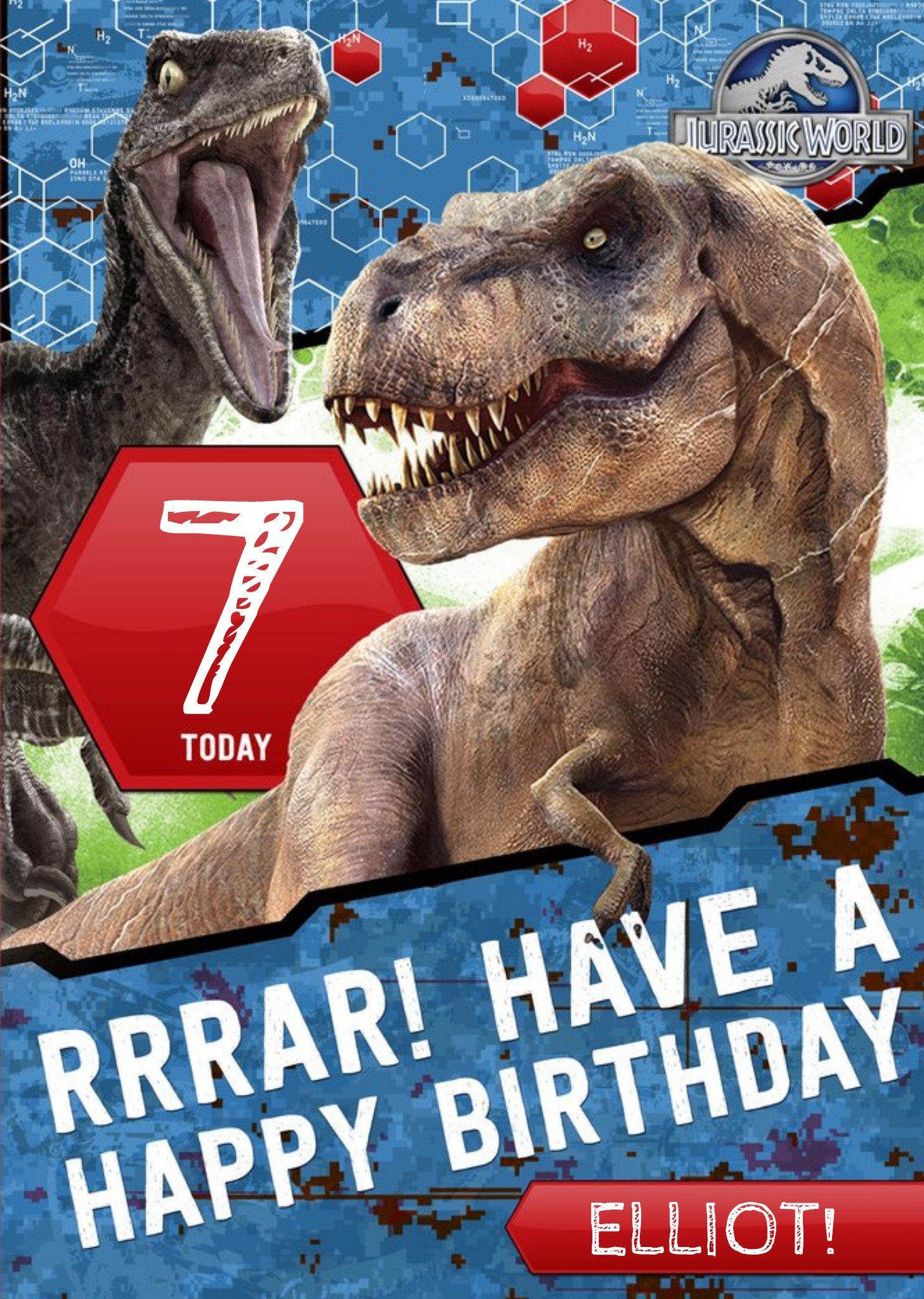 Jurassic World 7th Birthday Card
