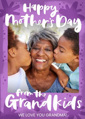 Handwritten Typography On A Purple Background With Stars Photo Upload Mother's Day Card