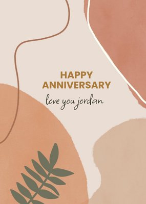 Abstract Illustration Leaves and Shapes Anniversary Card