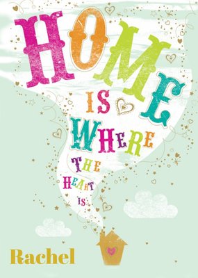 Colourful Lettering Home Is Where The Heart Is Personalised Greetings Card