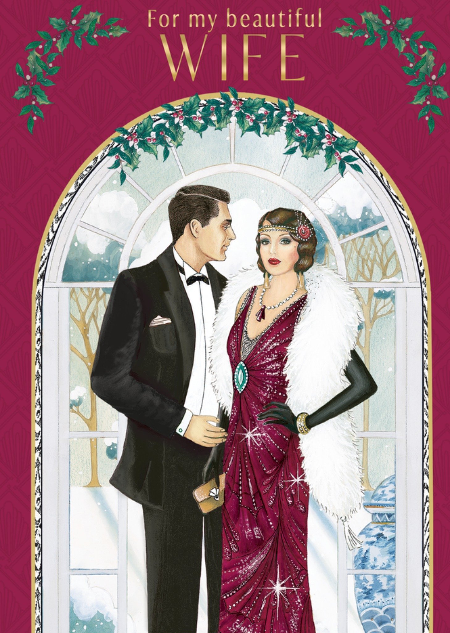 Moonpig Art Deco For My Beautiful Wife Christmas Card