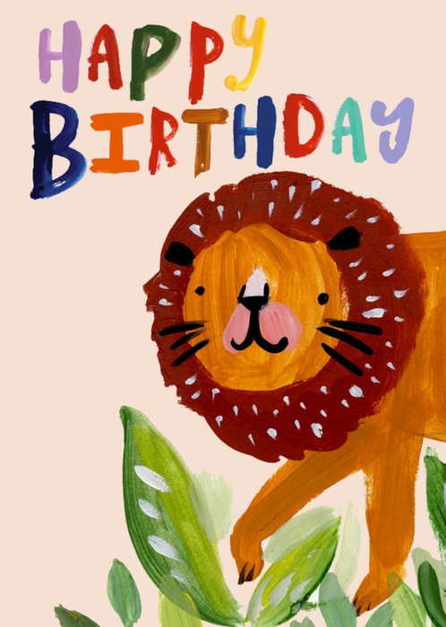 Lion Illustrated Eleanor Bowmer Happy Birthday Card